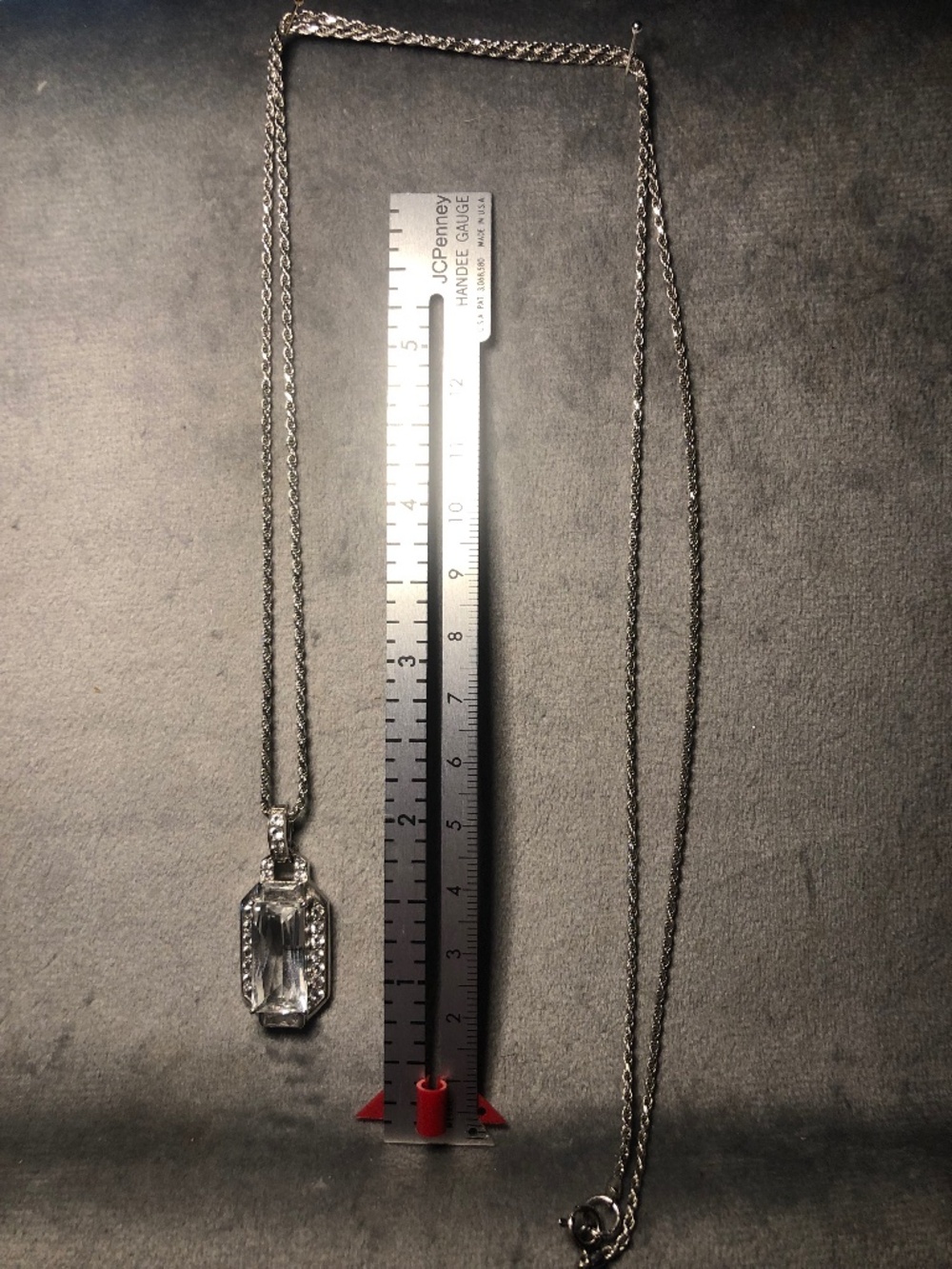 Silver tone Necklace with Clear Crystal